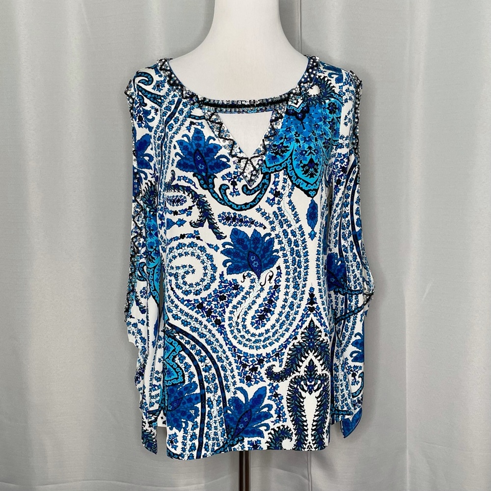 Madison Marcus split sleeve silk blouse